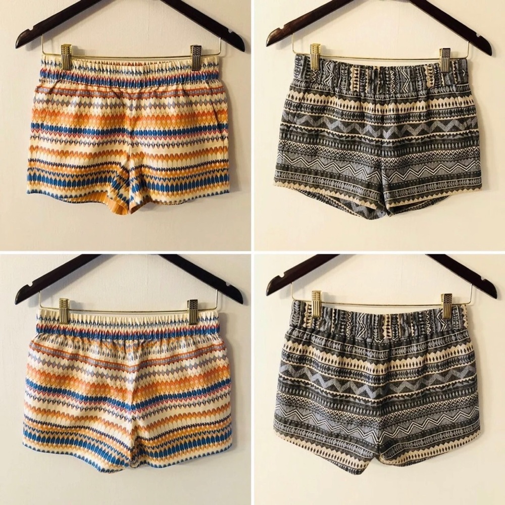 Lot / Bundle 2 J. Crew Aztec Print Shorts Pockets